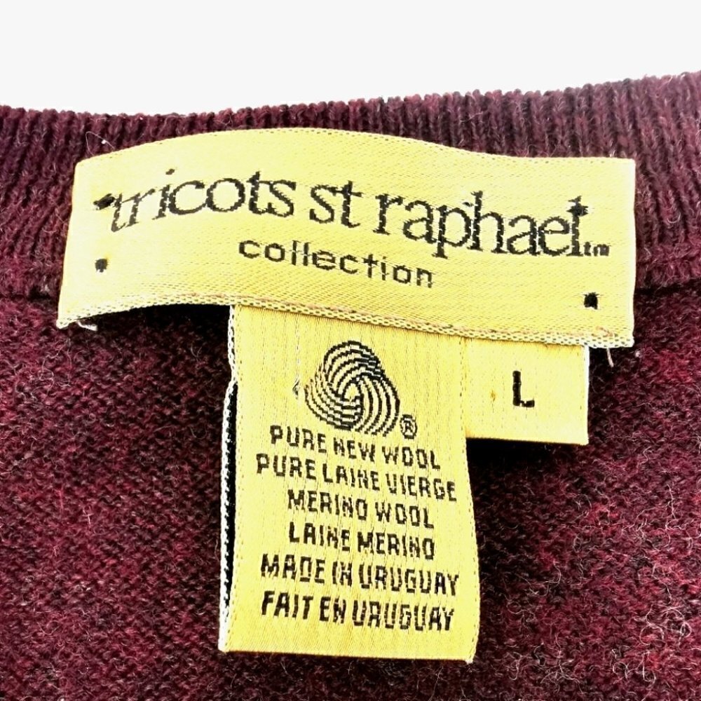 Tricots St Raphael Men's L Red Merino Wool Sweater - Picture 5 of 9